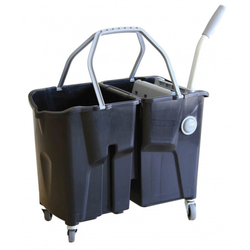 Image de Chariot de lavage Bi Bac CLEVY / 2x15L Noir Avec presse