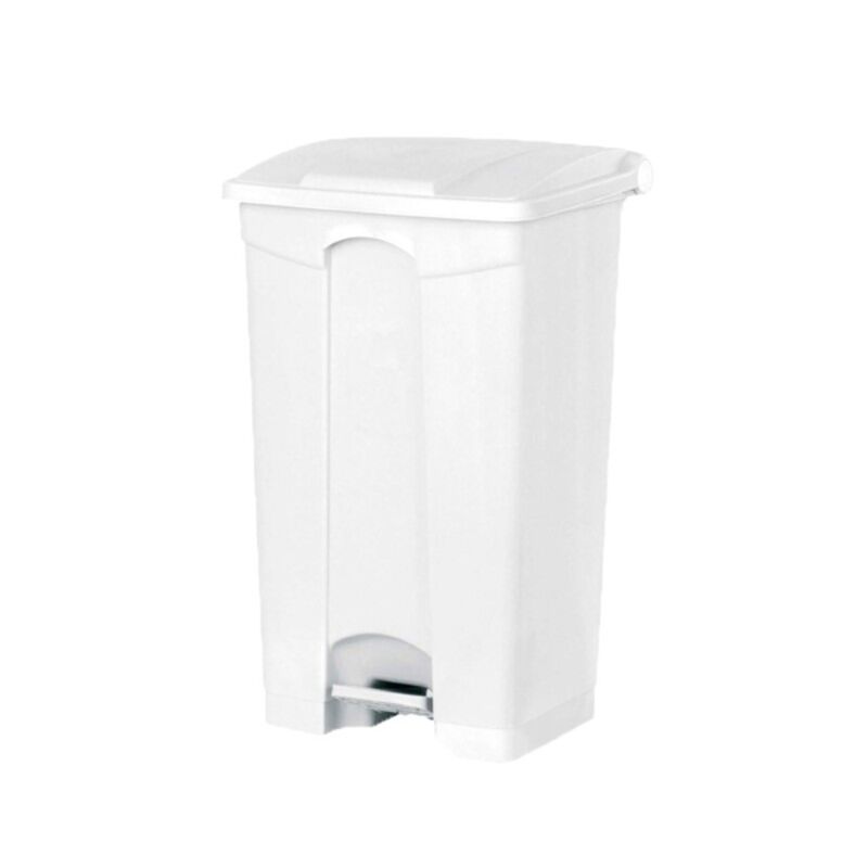Image de Poubelle PP blanche à pédale 50L couvercle couleurs