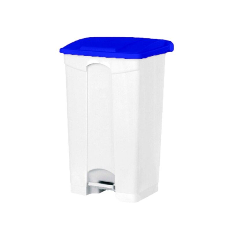Image de Poubelle PP blanche à pédale 50L couvercle couleurs