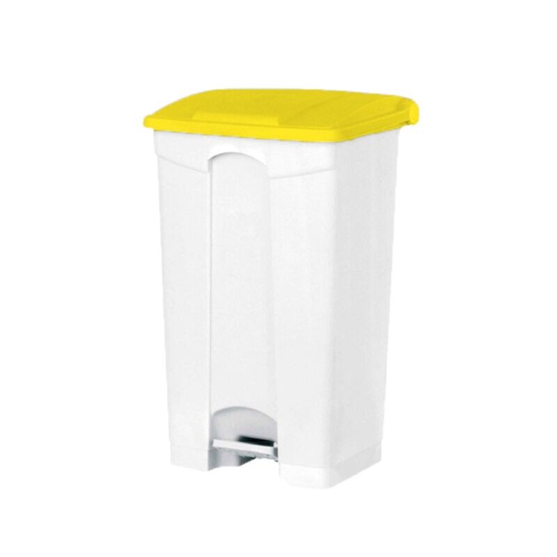 Image de Poubelle PP blanche à pédale 50L couvercle couleurs