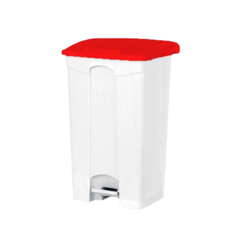 Image de Poubelle PP blanche à pédale 50L couvercle couleurs