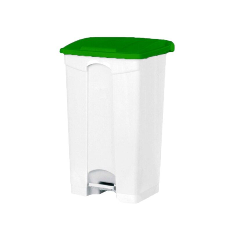 Image de Poubelle PP blanche à pédale 50L couvercle couleurs
