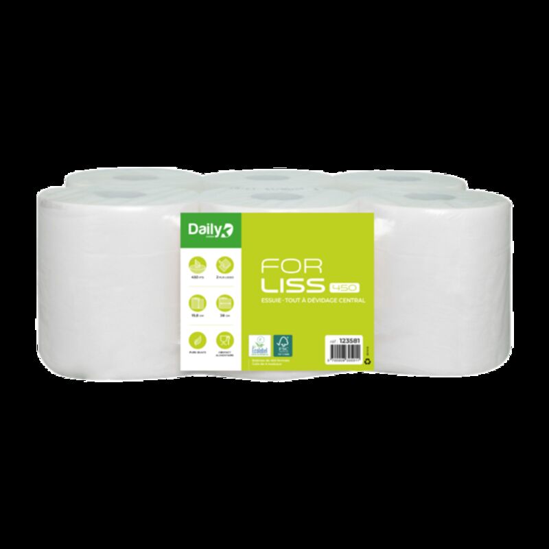 Image de Essuie-tout lisse blanc Ecolabel FORLISS 450 Dailyk Green - Col 6 rlx