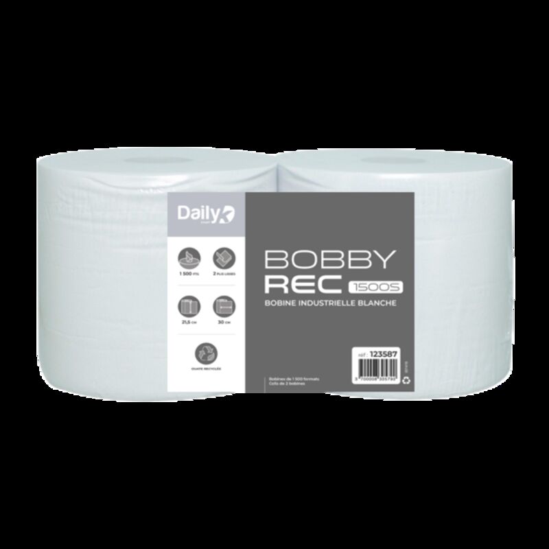 Image de Bobine recyclée blanche BOBBYREC 1500S Dailyk Start - Colis de 2