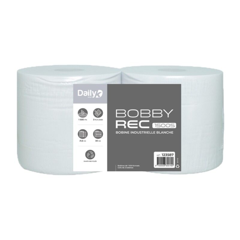 Image de Bobine recyclée blanche BOBBYREC 1500S Dailyk Start - Colis de 2