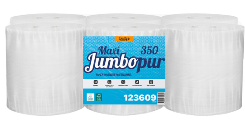 Image de PH gaufré blanc Ecolabel MAXI JUMBOPUR 350m Dailyk Green -  6 rlx