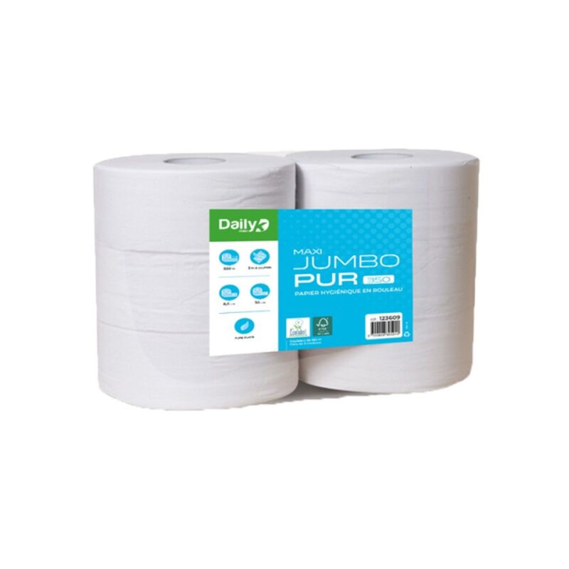 Image de PH gaufré blanc Ecolabel MAXI JUMBOPUR 350m Dailyk Green - 6 rlx