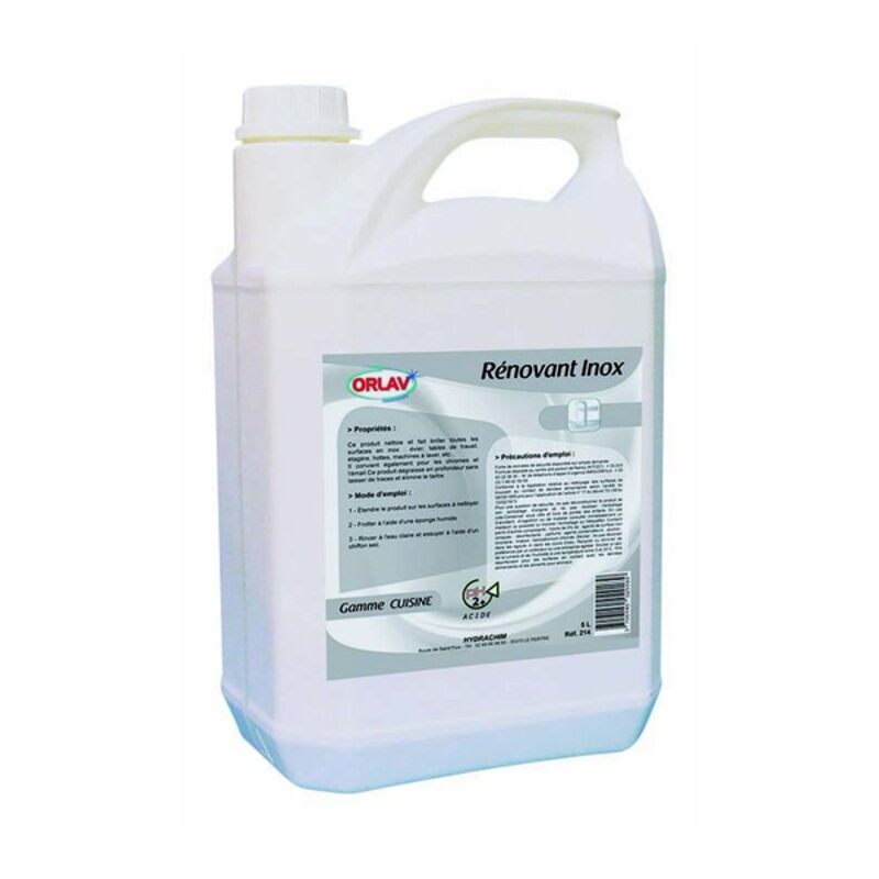 Image de Rénovant Inox - Nettoyant dégraissant ORLAV - 214 - Bidon de 5L