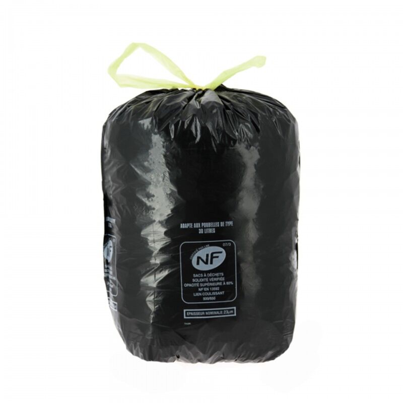 Image de SP 30L noir BD NF liens coulissants 23µ 500x650mm - Ct. de 100 Sacs