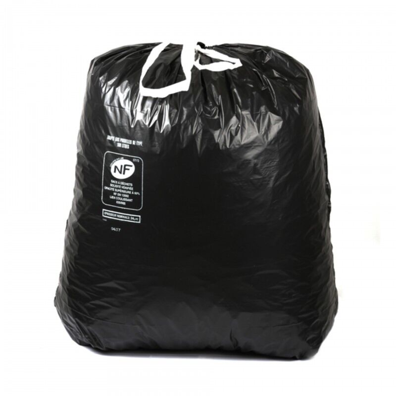 Image de SP 100L noir BD NF liens coulissants 34µ 835x900mm - Ct. de 100 Sacs