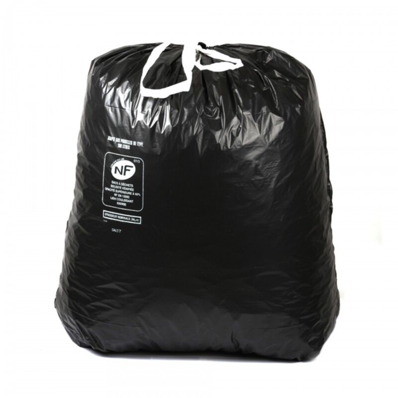 Image de SP 100L noir BD NF liens coulissants 34µ 835x900mm - Ct. de 100 Sacs