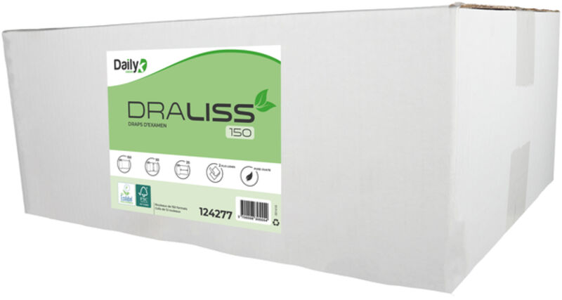 Image de Drap d'examen blanc PO 2 plis lisses 150 fts 50x35cm - Ct. de 12 rlx