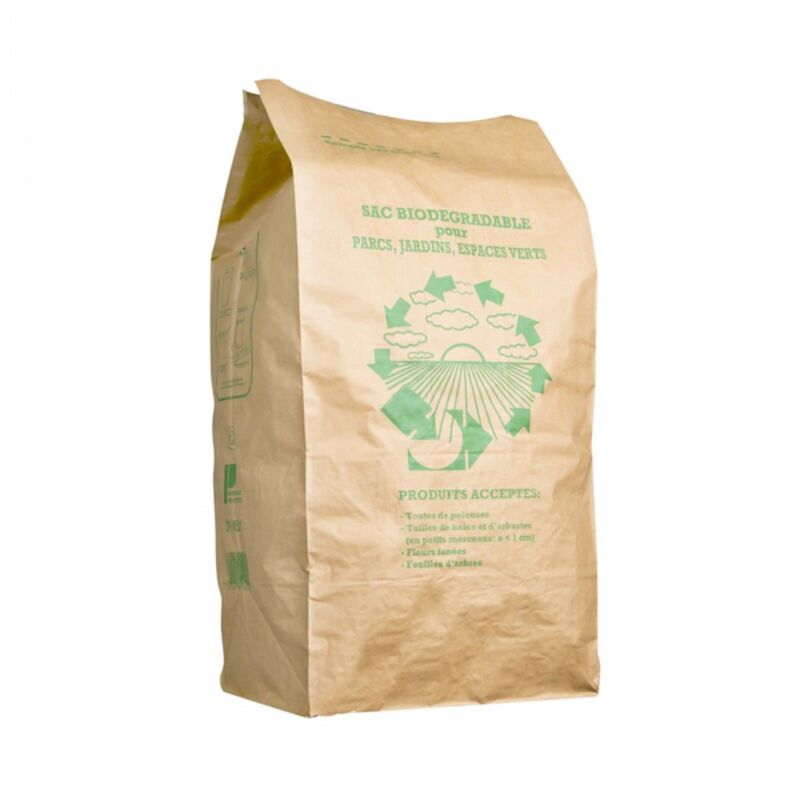 Image de Sac papier déchets verts 100L kraft 40+30x80 + 30/2- Paquet de 25