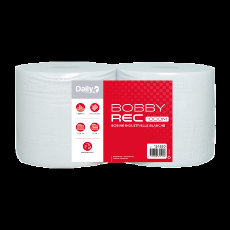 Image de Bobine recyclée blanche BOBBYREC 1000 M  Dailyk START - Lot de 2