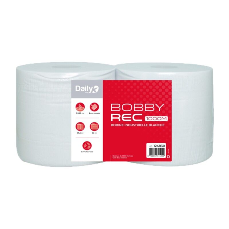 Image de Bobine recyclée blanche BOBBYREC 1000 M Dailyk START - Lot de 2