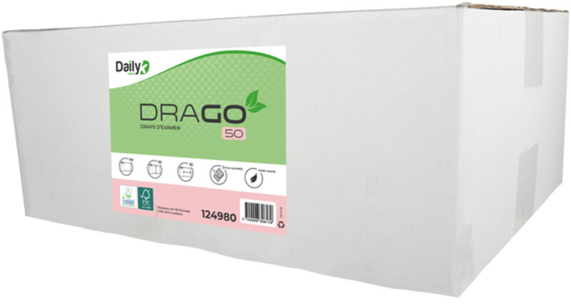 Image de Drap d'examen blanc PO 2 plis gaufrés135 fts 50x35cm - Ct de 6 rlx