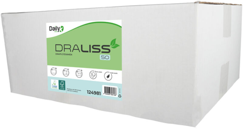 Image de Drap d'examen blanc PO 2 plis lisses 135 fts 50x35cm - Ct de 6 rlx