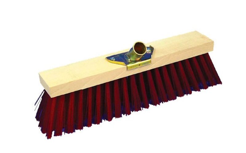 Image de Balai cantonnier PVC rouge monture bois avec douille métal L 40