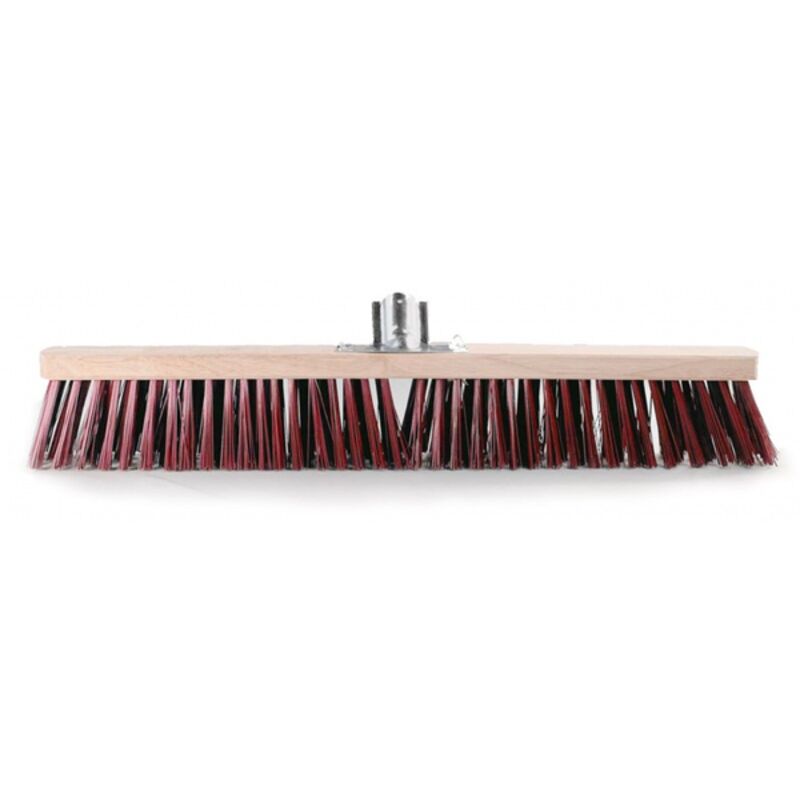 Image de Balai cantonnier PVC rouge / Monture bois avec douille métal L 60