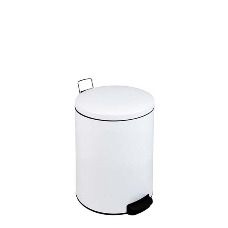 Image de Poubelle en métal laqué blanc à pédale 30L