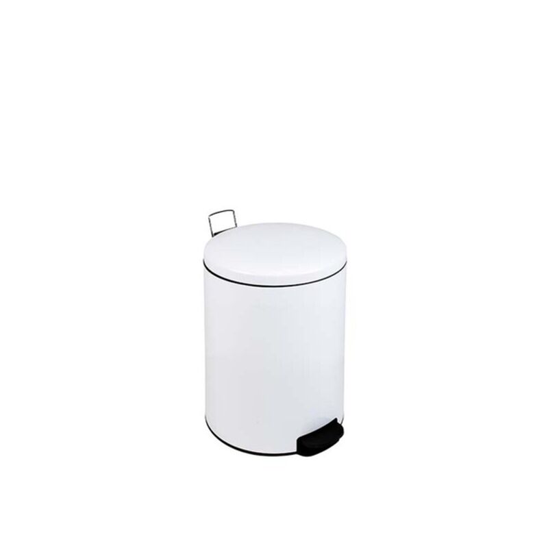 Image de Poubelle en métal laqué blanc à pédale 30L