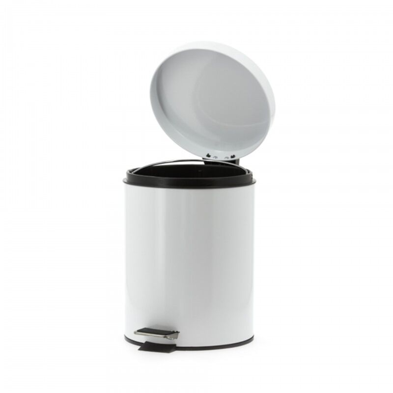 Image de Poubelle en métal laqué blanc à pédale 5L