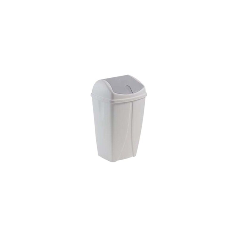 Image de Poubelle plastique blanche à couvercle basculant 25L