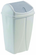 Image de Poubelle plastique blanche à couvercle basculant 50L SWING
