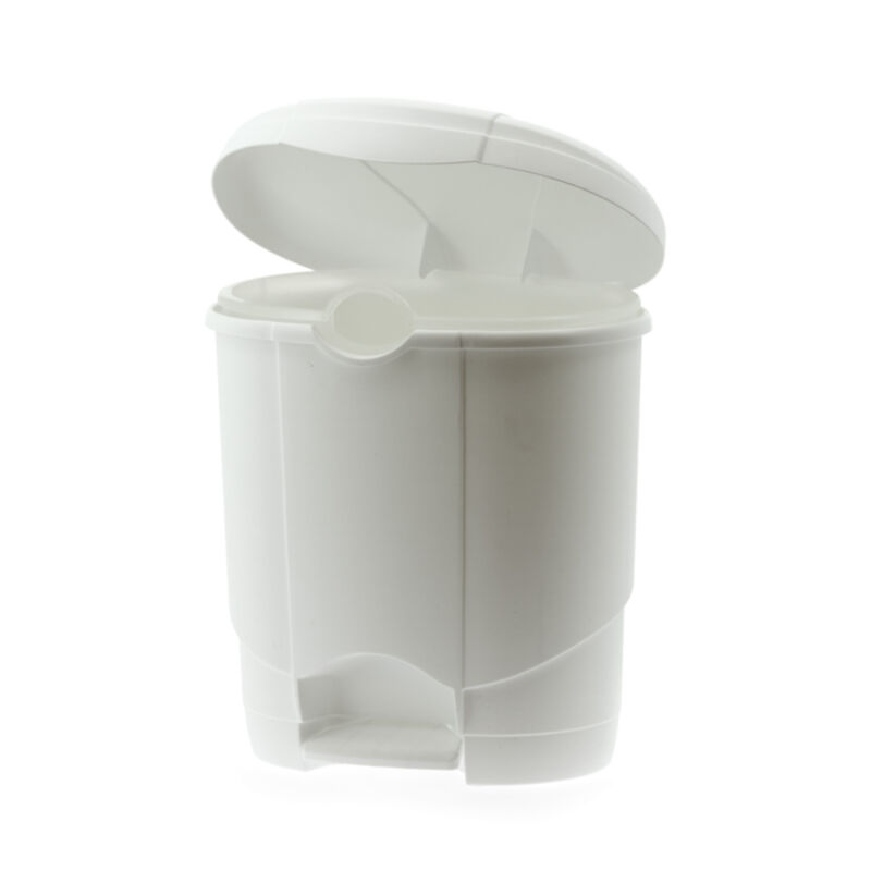 Image de Poubelle plastique blanche arrondie à pédale 4L