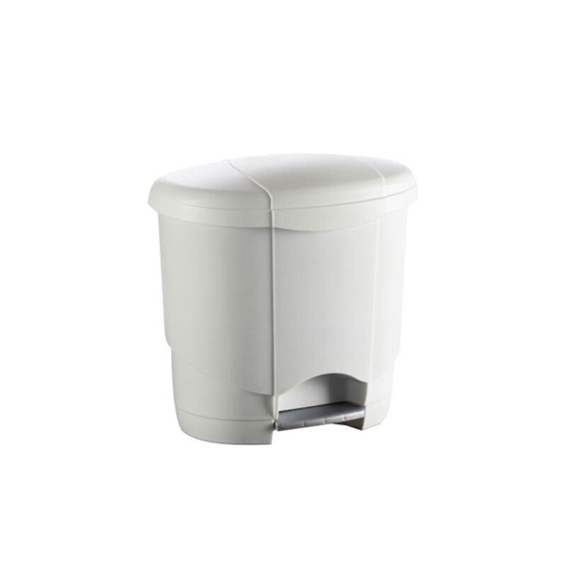 Image de Poubelle plastique blanche arrondie à pédale 4L