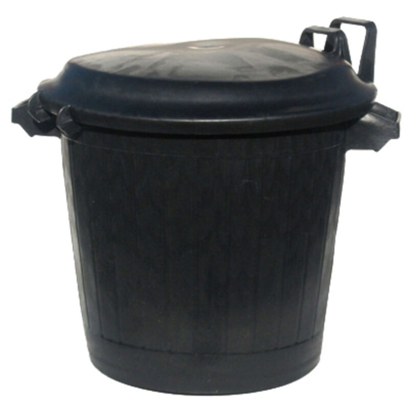 Image de Poubelle basse ronde noire Premium 75L en PE avec couvercle ECOGREEN
