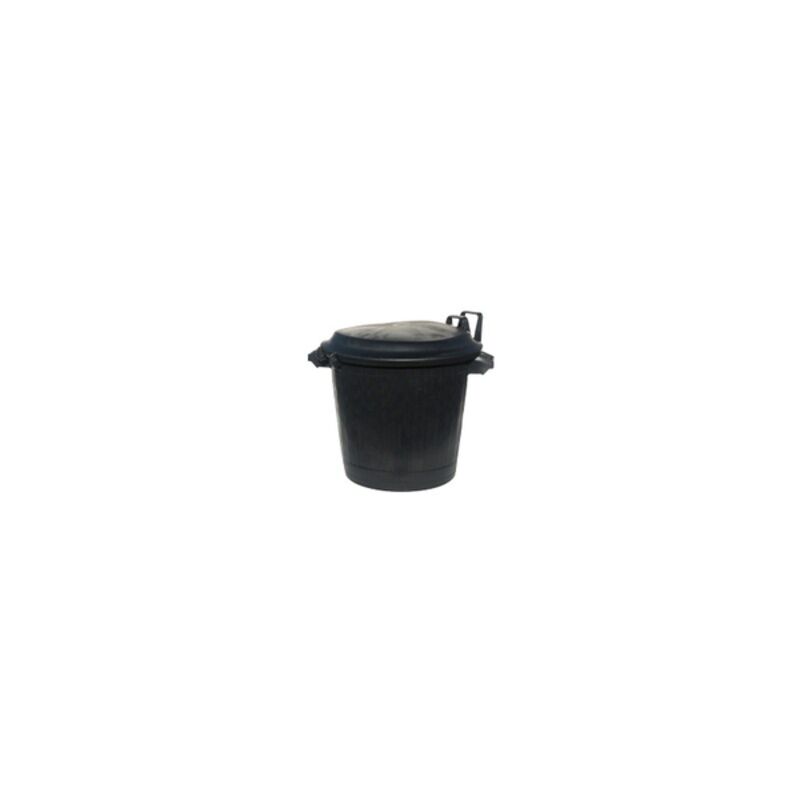 Image de Poubelle basse ronde noire Premium 75L en PE avec couvercle ECOGREEN