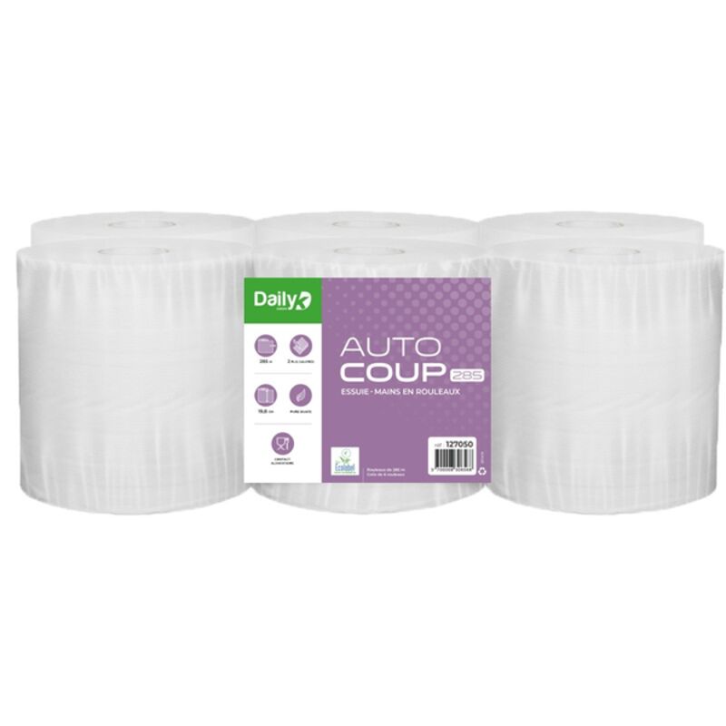 Image de Essuie-mains blanc 285m écolabel AUTOCOUP 285 DAILYK GREEN-Ct 6 rlx