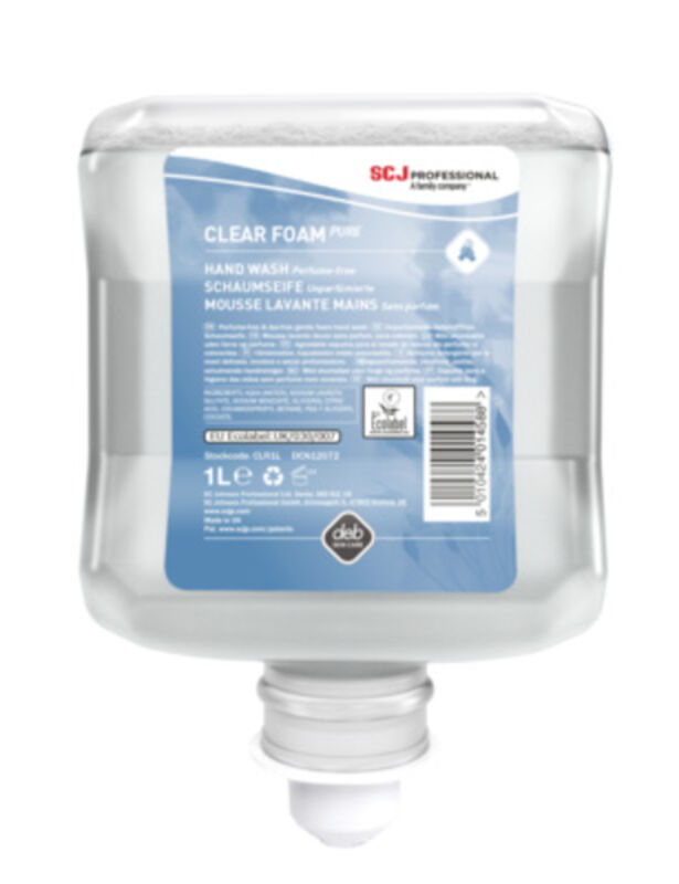 Image de Mousse lavante mains corps écolabel non parfumée 1l CLEAR FOAM-Ct 6