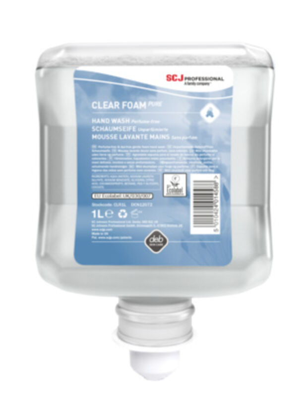 Image de Mousse lavante mains corps écolabel non parfumée 1l CLEAR FOAM-Ct 6