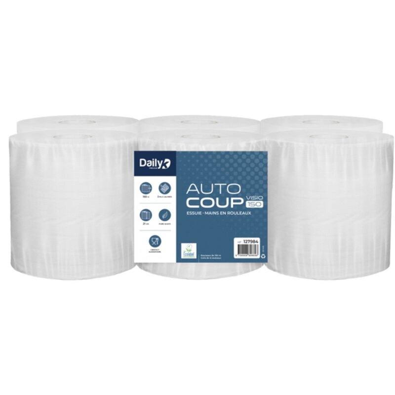 Image de Essuie-mains blanc 150m écolabel AUTOCOUP VISIO150 Dailyk Pr- 6 rlx