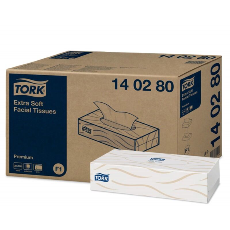 Image de Mouchoirs blancs 2plis PREMIUM Boite de 100F écolabel- Ct de 30
