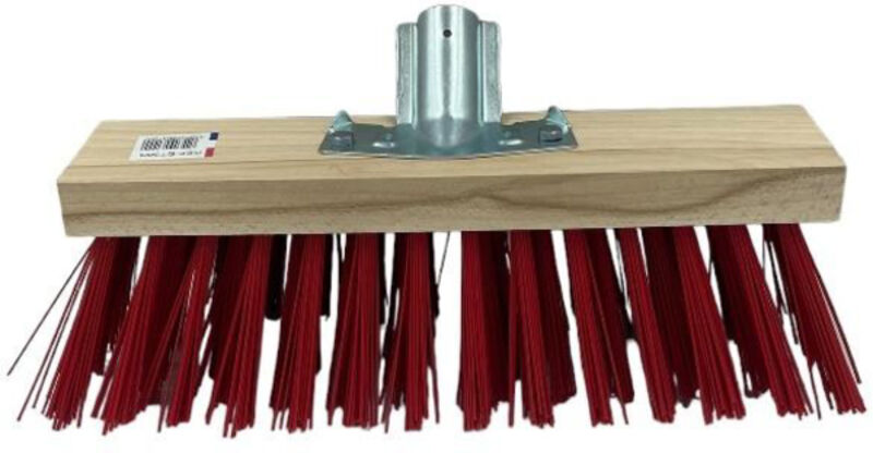 Image de Balai cantonnier 32cm fibre PVC dure rouge douille métal