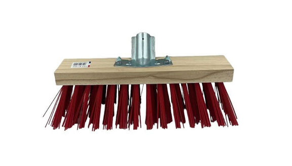 Image de Balai cantonnier 32cm fibre PVC dure rouge douille métal
