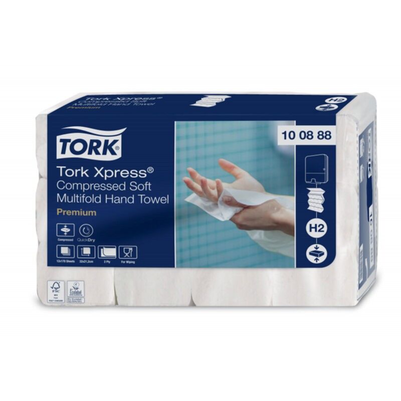 Image de Essuie-mains M interfoliés blanc 170f compressés H2 écolabel -Ct 2040