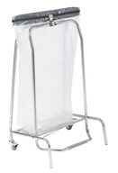 Image de Support sac à clapet 110L inox mobile à pédale HERMIX