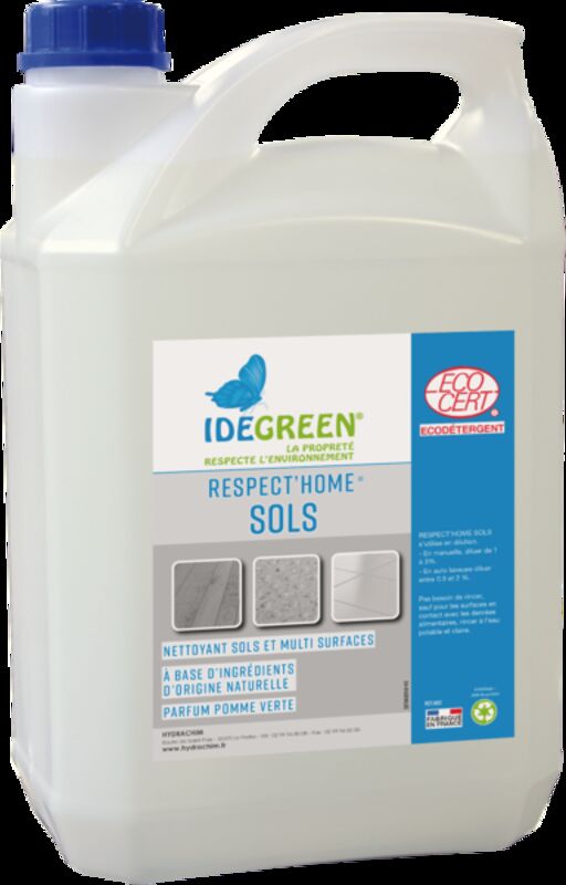 Image de Respect'Home® SOLS 2D Nettoyant sols ECOCERT -1862- Bidon de 5L