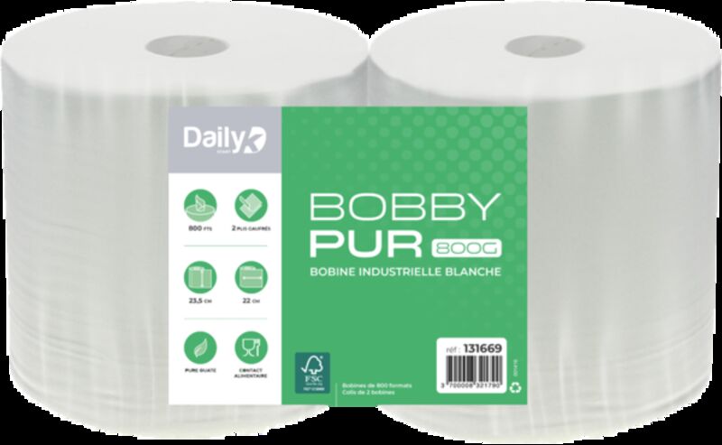 Image de Bobine blanche 800F pure ouate BOBBYPUR 800G Dailyk Start - Lot 2