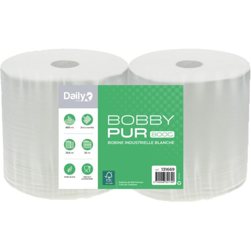 Image de Bobine blanche 800F pure ouate BOBBYPUR 800G Dailyk Start - Lot 2