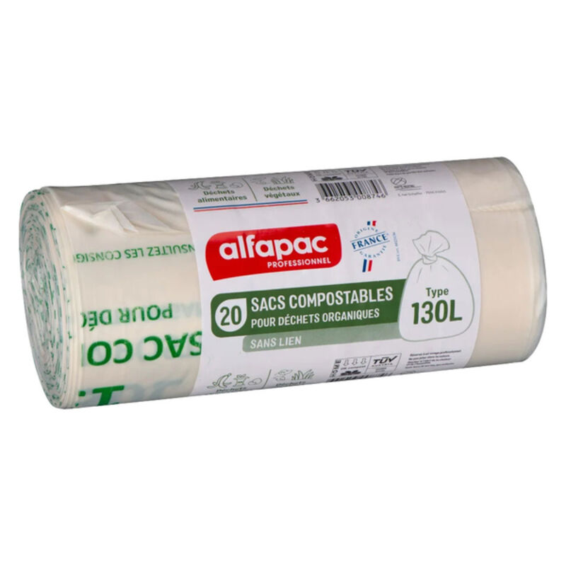 Image de SP 130L transparent 800x1150mm 32µ biodégradable ALFAPAC-Ct 100 sacs