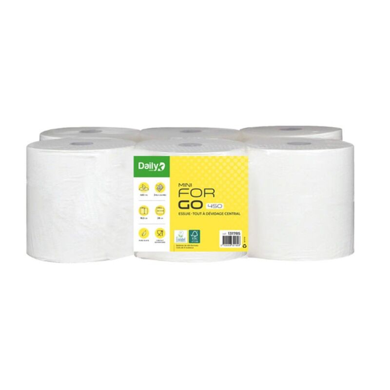 Image de Essuie-tout gaufré blanc 450F DC écolabel FORGO 450MINI - Ct 6rlx