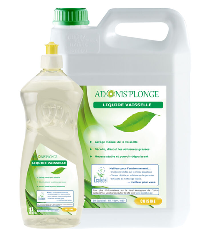 Image de Liquide vaisselle manuel concentré écolabel ADONIS'PLONGE - Flacon 1L