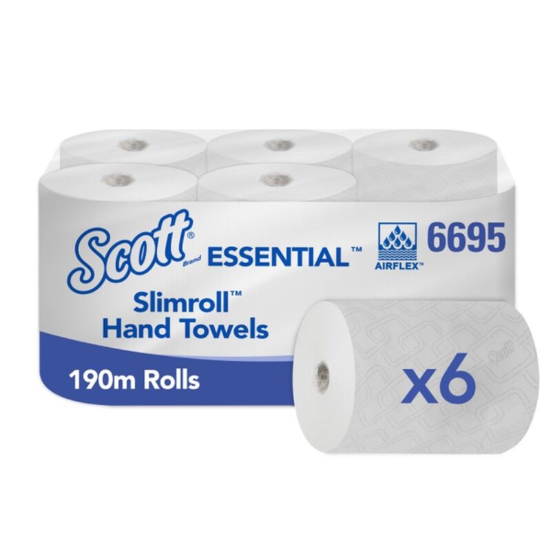 Image de Essuie-mains rouleaux 190m SCOTT EssentialTM Slimroll - Colis de 6