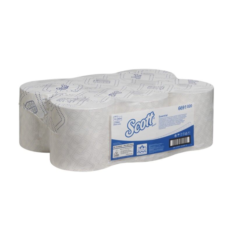 Image de Essuie-mains 1 pl. ouate blanc 350m SCOTT ECOLABEL /6691- Colis 6 rlx