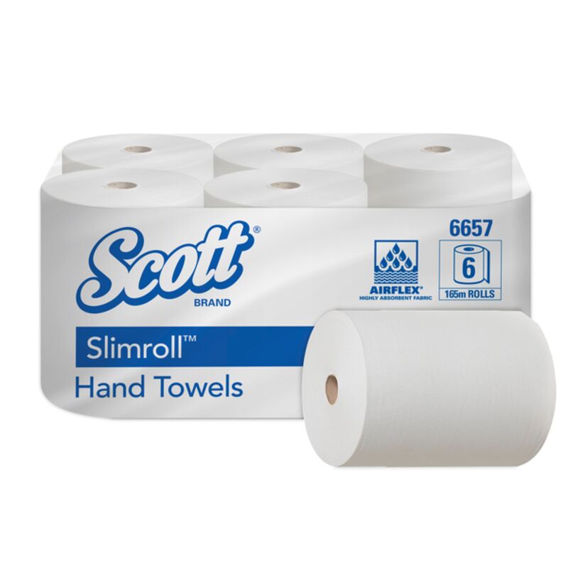Image de Essuie-mains 1 pl. blanc 165m SCOTT SLIMROLL ECOLABEL - Colis 6 rlx
